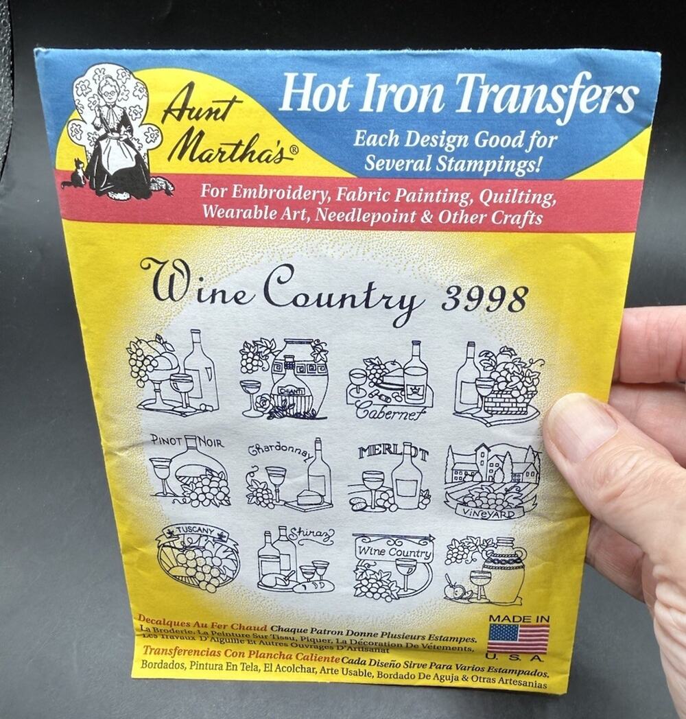 1979 Embroidery Transfers Aunt Martha's Hot Iron Farm Wine Country Sealed
